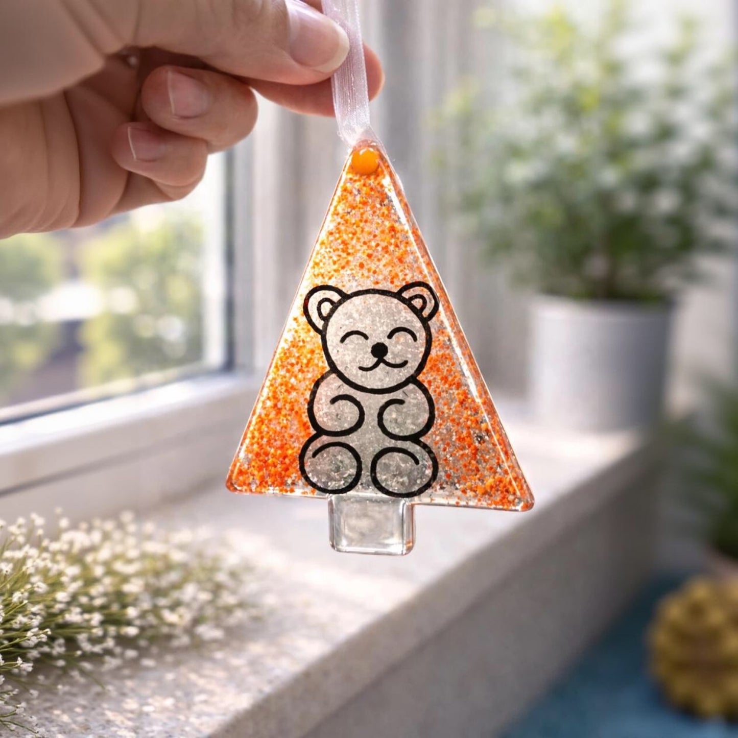 Orange Bear Tree Ornament
