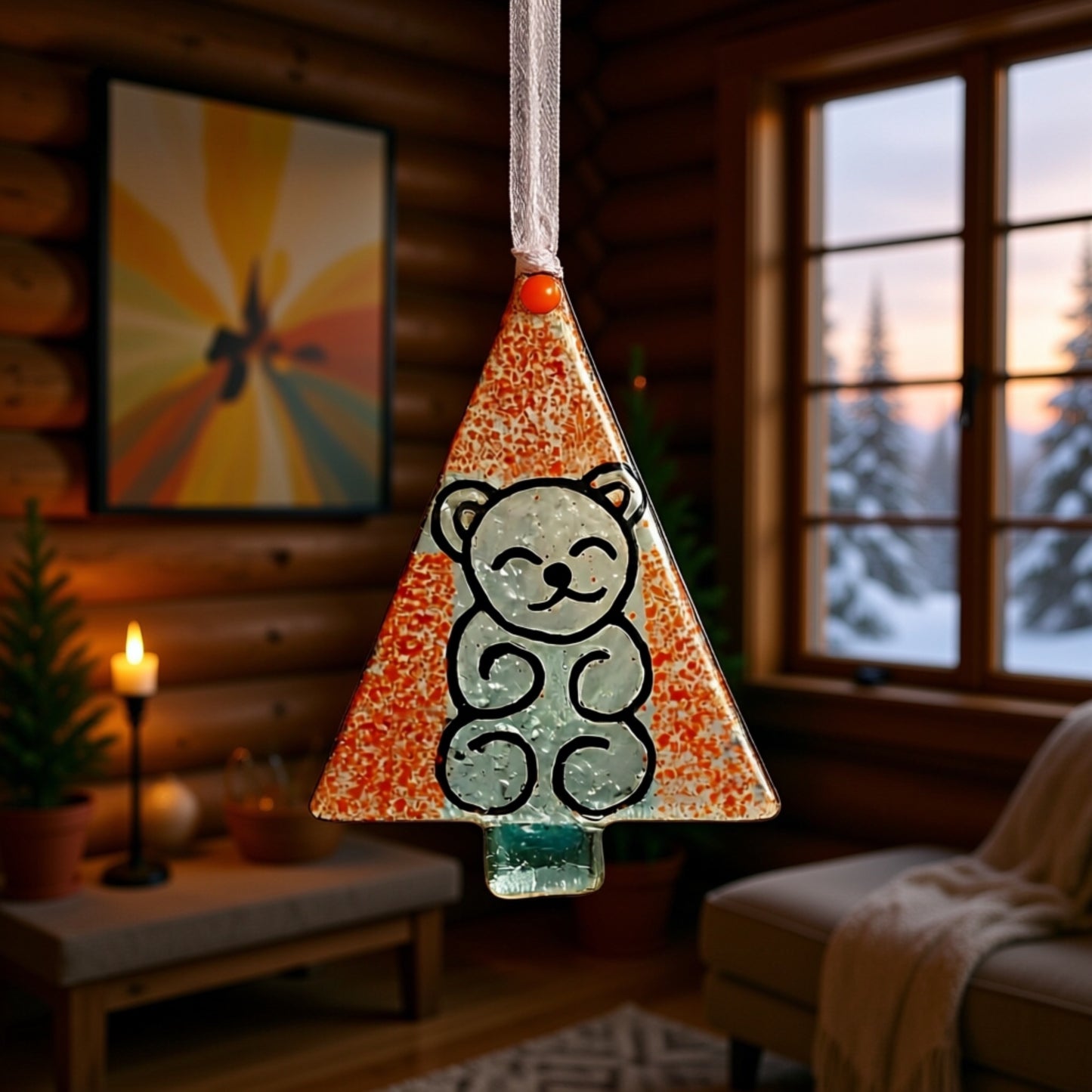 Orange Bear Tree Ornament