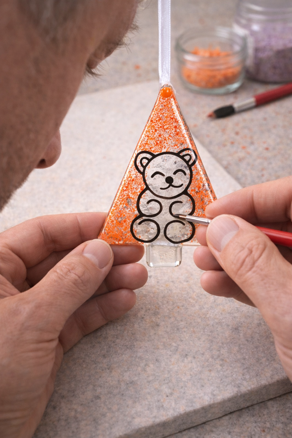 Orange Bear Tree Ornament