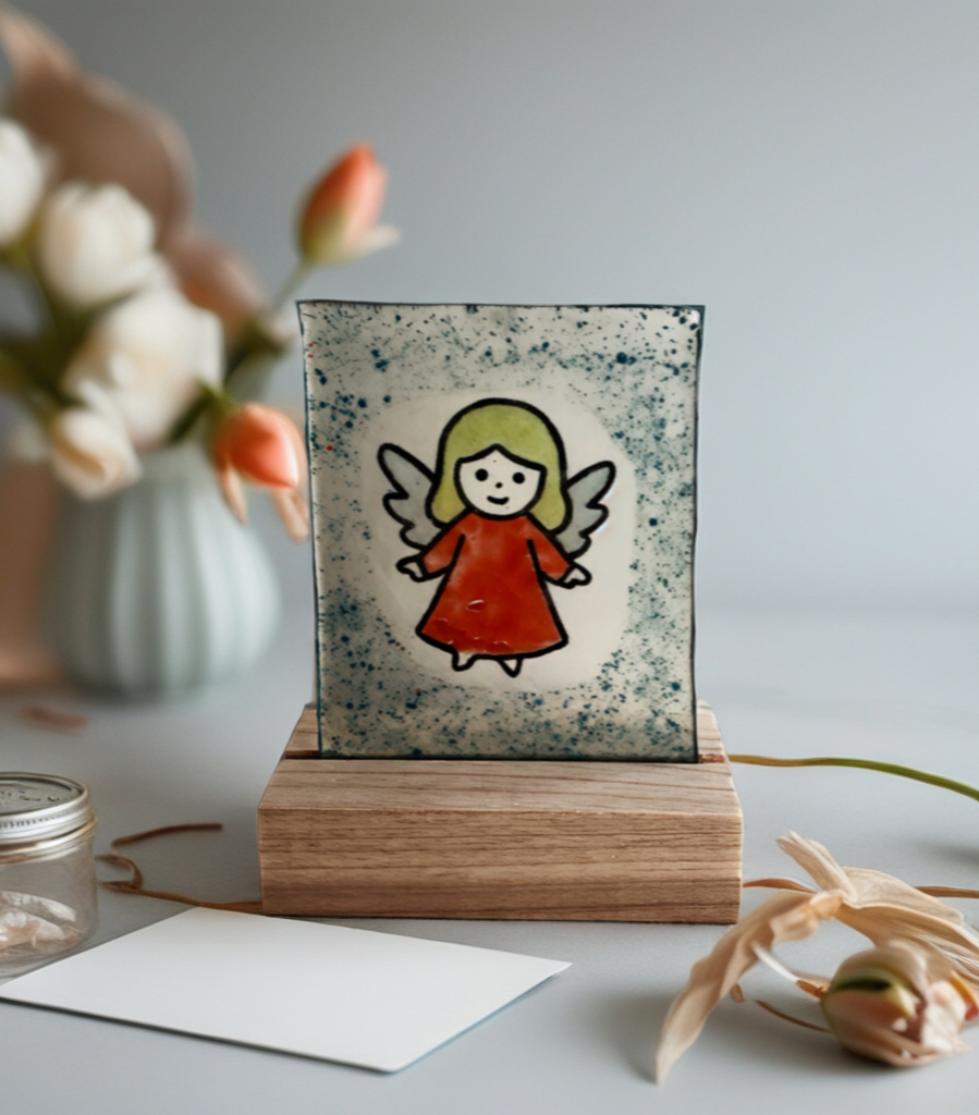 მფარველი ანგელოზის შუშის სუვენირი